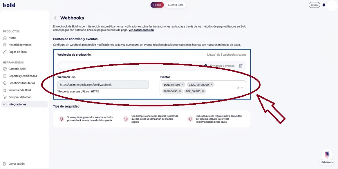 Configurar webhook Bold