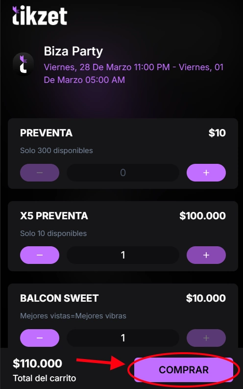 Seleccionar entradas