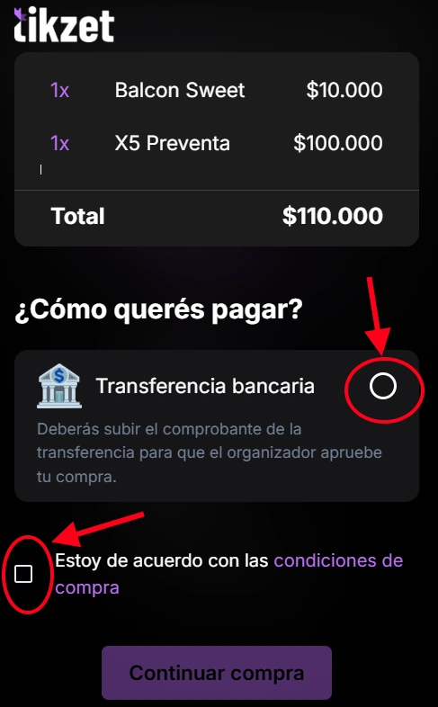 Seleccionar transferencia