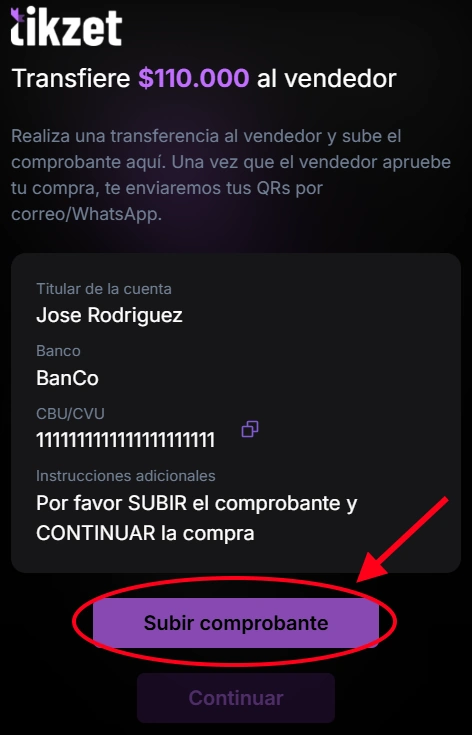 Datos para transferencia