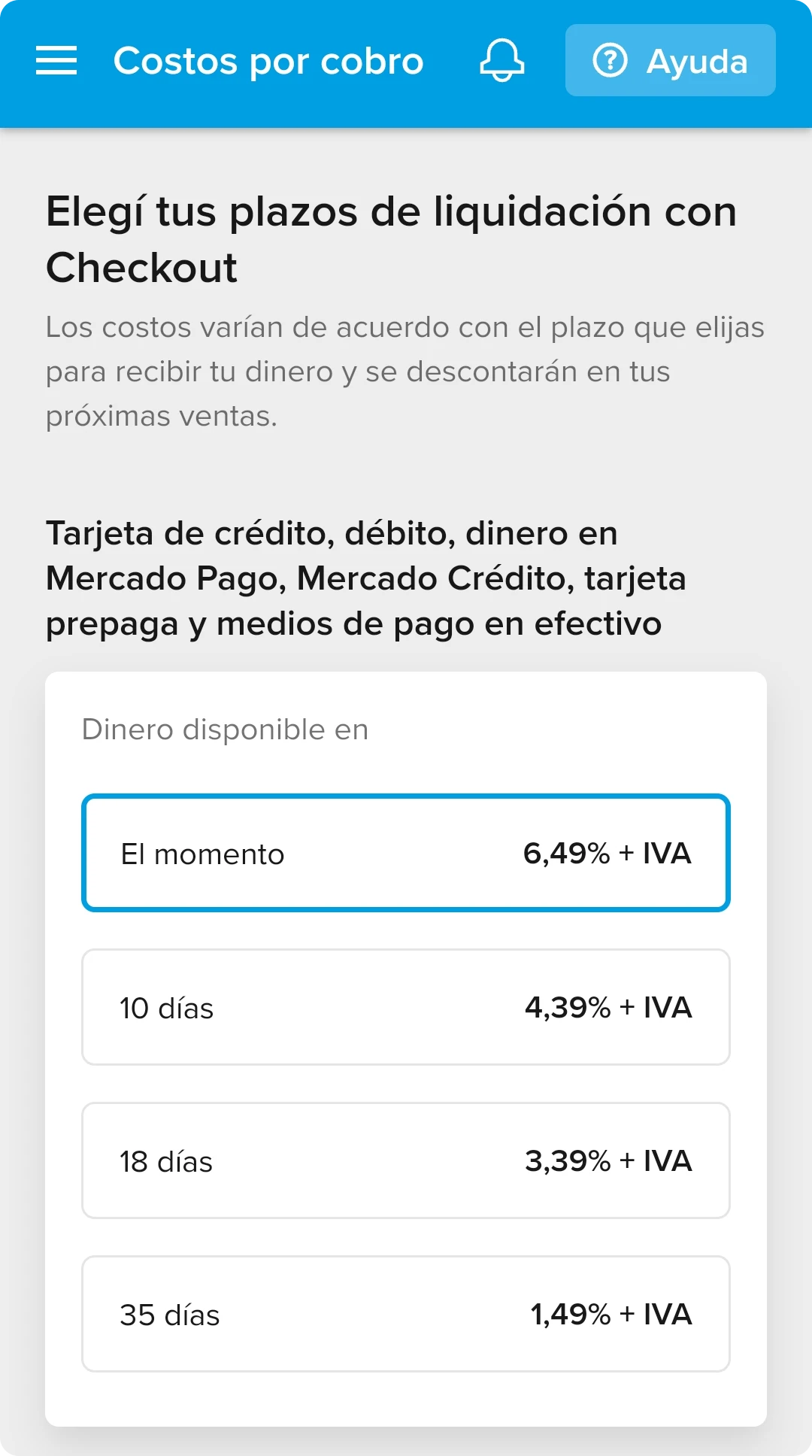 Configurar plazo de liquidación