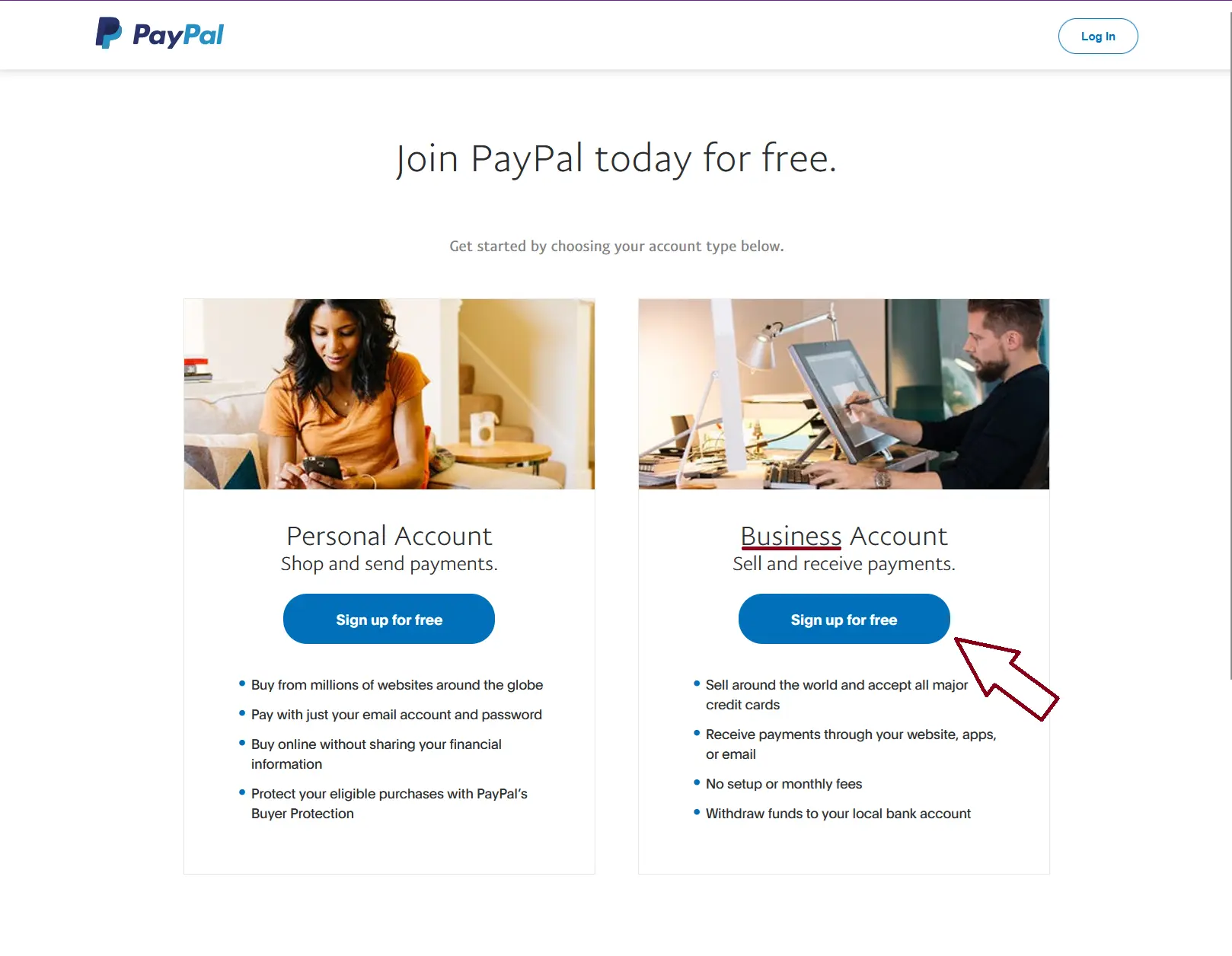 Crear cuenta Business en PayPal