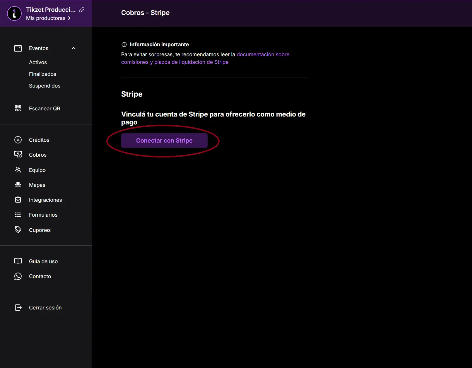 Vincular Stripe en Tikzet