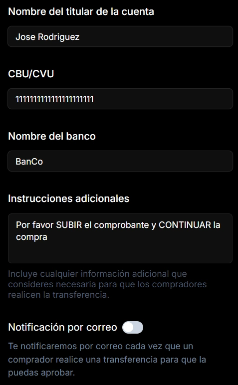 Formulario cuenta bancaria