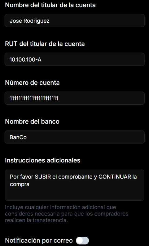 Formulario cuenta Chile