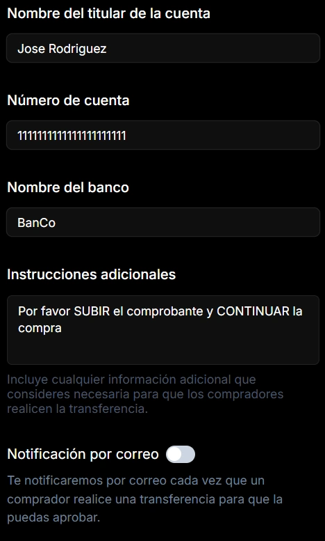 Formulario cuenta bancaria Uruguay